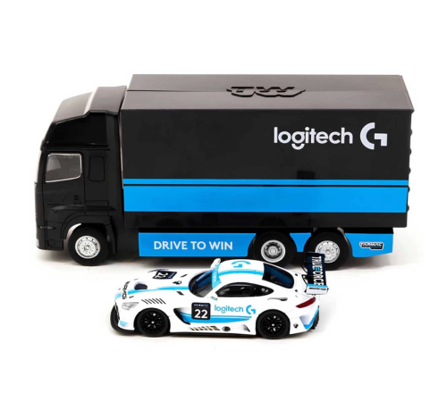 Tarmac Works 1:64 X Logitech Mercedes AMG GT3 Logitech G Race with Plastic Truck Packaging Tarmac Works 1:64 X Logitech Mercedes AMG GT3 Logitech G Race with Plastic Truck Packaging