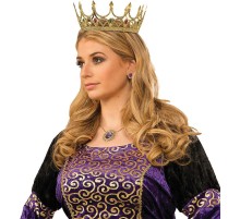 Taşlı Rönesans Kostümlü Kraliyet Ortaçağ Altın Kraliçe Prenses Tacı