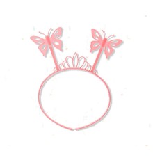 Toz Pembe Renk Kelebek Kanadı Tacı ve Sopası 50x37 cm