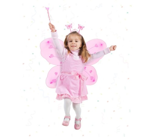 Toz Pembe Renk Kelebek Kanadı Tacı ve Sopası 50x37 cm Toz Pembe Renk Kelebek Kanadı Tacı ve Sopası 50x37 cm