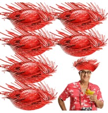 Tropikal Parti Kırmızı Hasır Hawaii Şapkası 13x36 cm