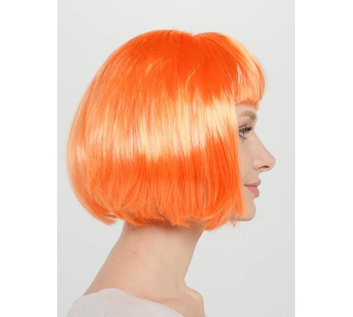   Turuncu Renk Küt Parti Peruğu Kısa Takma Saç