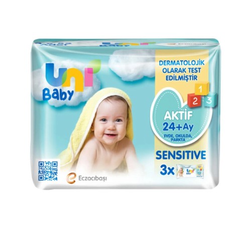 Uni Baby Aktif Sensitive Islak Havlu Mendil 3Lü 156 Yaprak Uni Baby Aktif Sensitive Islak Havlu Mendil 3Lü 156 Yaprak