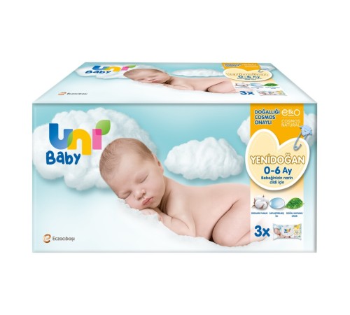 Uni Baby Yenidoğan Islak Havlu Mendil 3Lü 120 Yaprak Uni Baby Yenidoğan Islak Havlu Mendil 3Lü 120 Yaprak