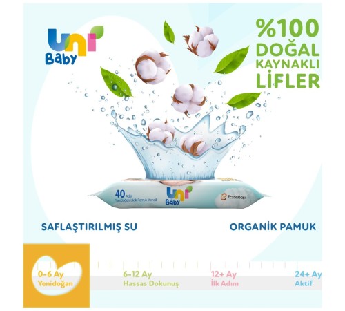 Uni Baby Yenidoğan Islak Havlu Mendil 3Lü 120 Yaprak Uni Baby Yenidoğan Islak Havlu Mendil 3Lü 120 Yaprak