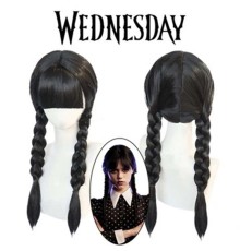 Wednesday Siyah Örgülü Peruk
