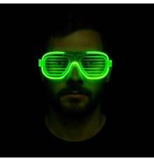 Yeşil LED Işıklı Parti Gözlüğü – Neon Glow Şerit Gözlük 3 Modlu