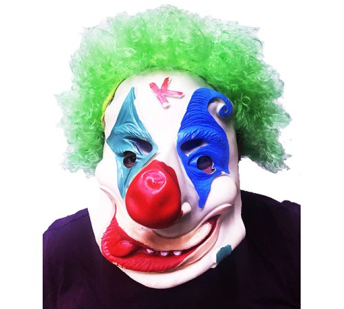Yeşil Renk Afro Bonus Peruklu Palyaço Lateks Et Maske Yeşil Renk Afro Bonus Peruklu Palyaço Lateks Et Maske