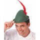 Yeşil Renk Kırmızı Tüylü Peter Pan Şapkası Robin Hood Şapkası 24X23 cm