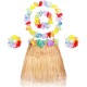 Yetişkin Çocuk Hawaii Parti Seti - 40 cm Naturel Etek + Çiçek Aksesuarlar (5 Parça)