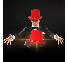 YetişkinlerİçinKırmızıRenkRingmasterSihirbazŞapkasıFötrŞapka15cm