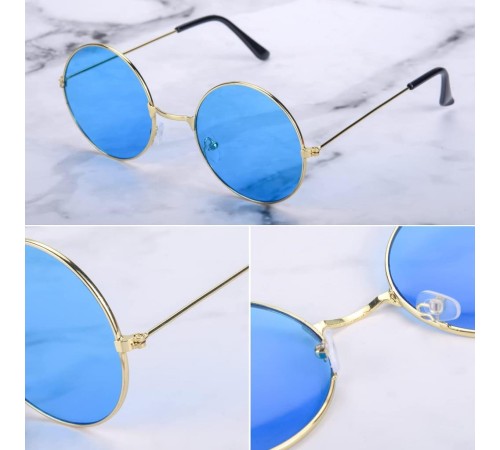 Yuvarlak Cam John Lennon Tarzı Gold Çerçeveli Mavi Gözlük Yuvarlak Cam John Lennon Tarzı Gold Çerçeveli Mavi Gözlük