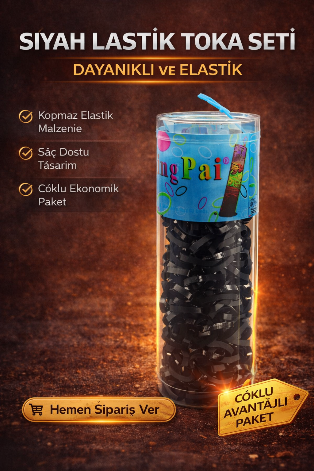 12 Kutu 600 Adet Siyah Lastik Toka Seti Siyah Renkli Saç Lastiği Çocuk ve Kadın Saç Tokası