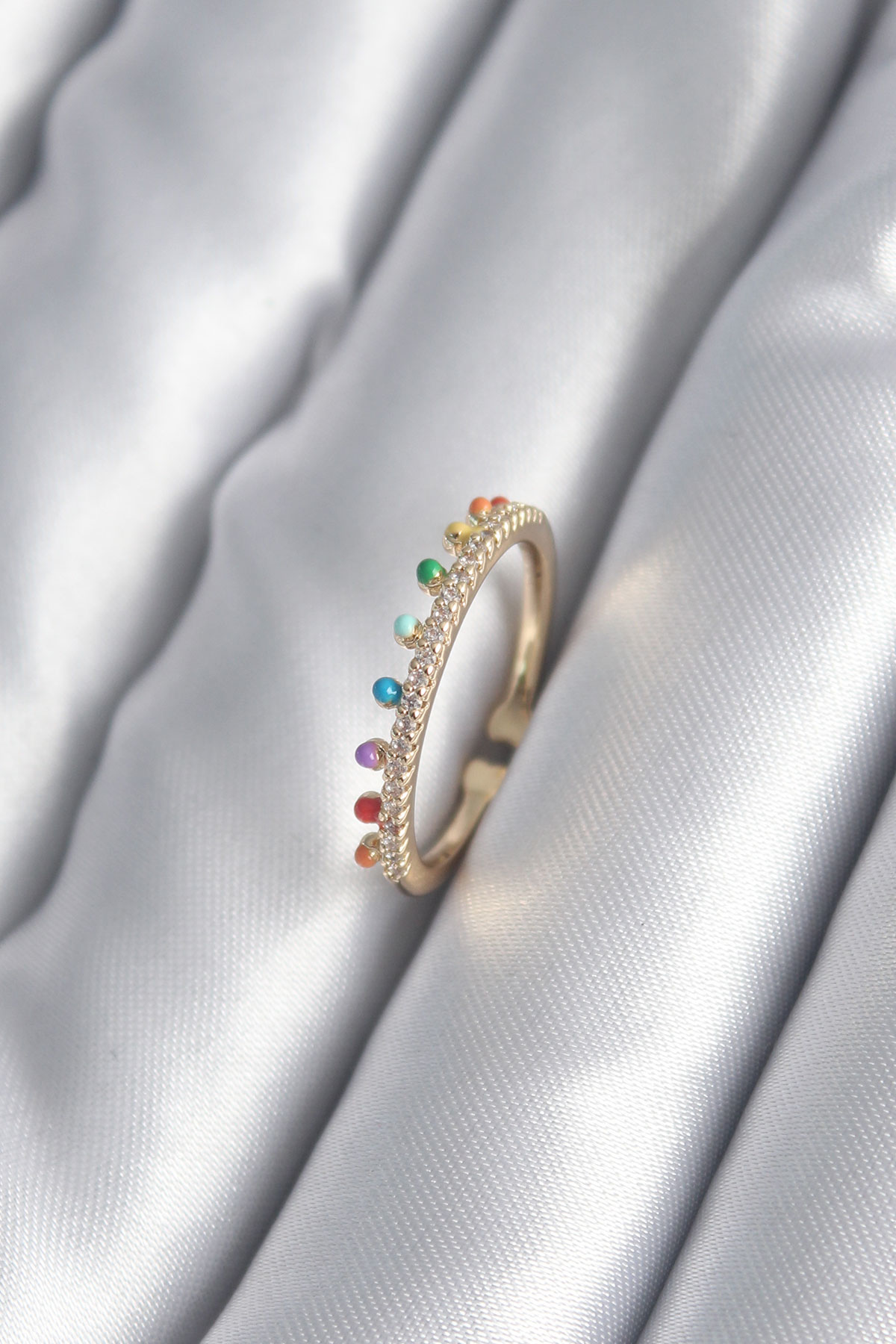 Brass Gold Color Zircon Stone Detail Female Ring