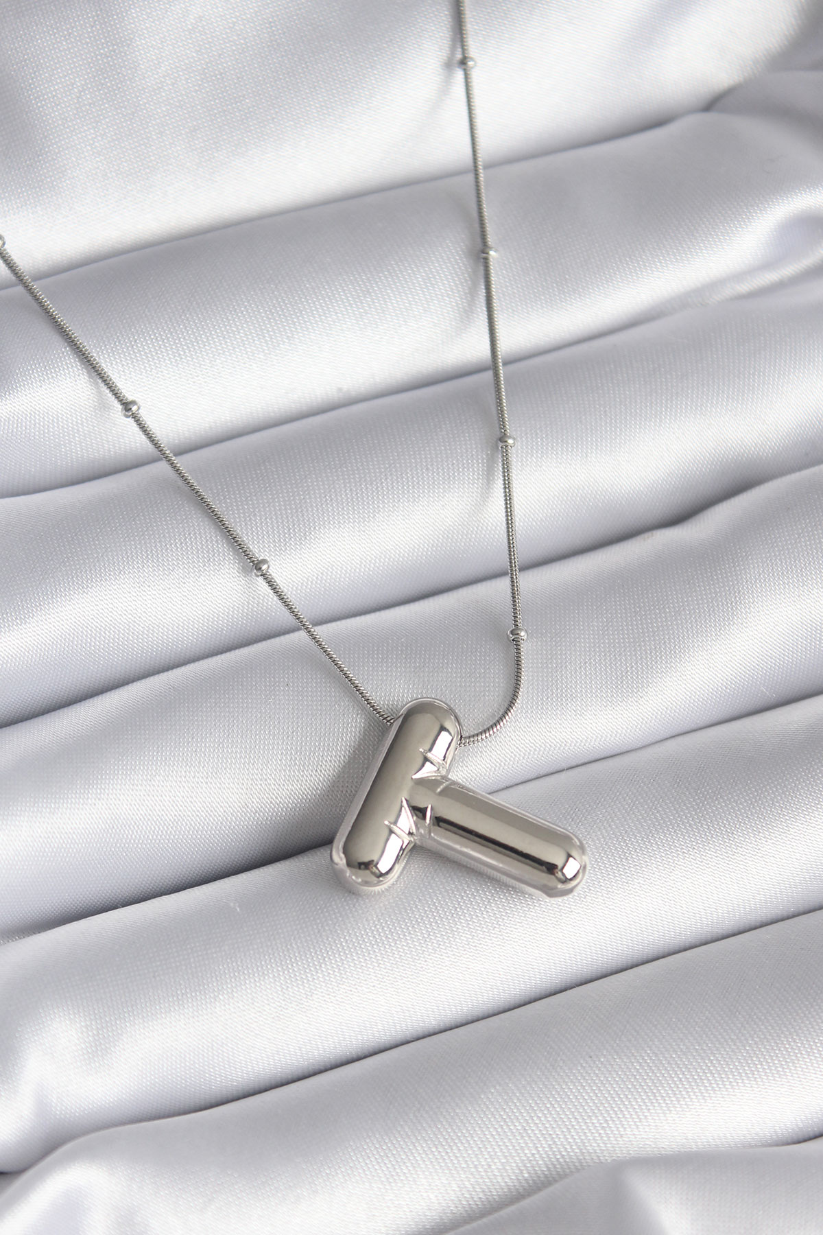 316L Steel Silver Color Bubble "T" Letter Model Female Pendant