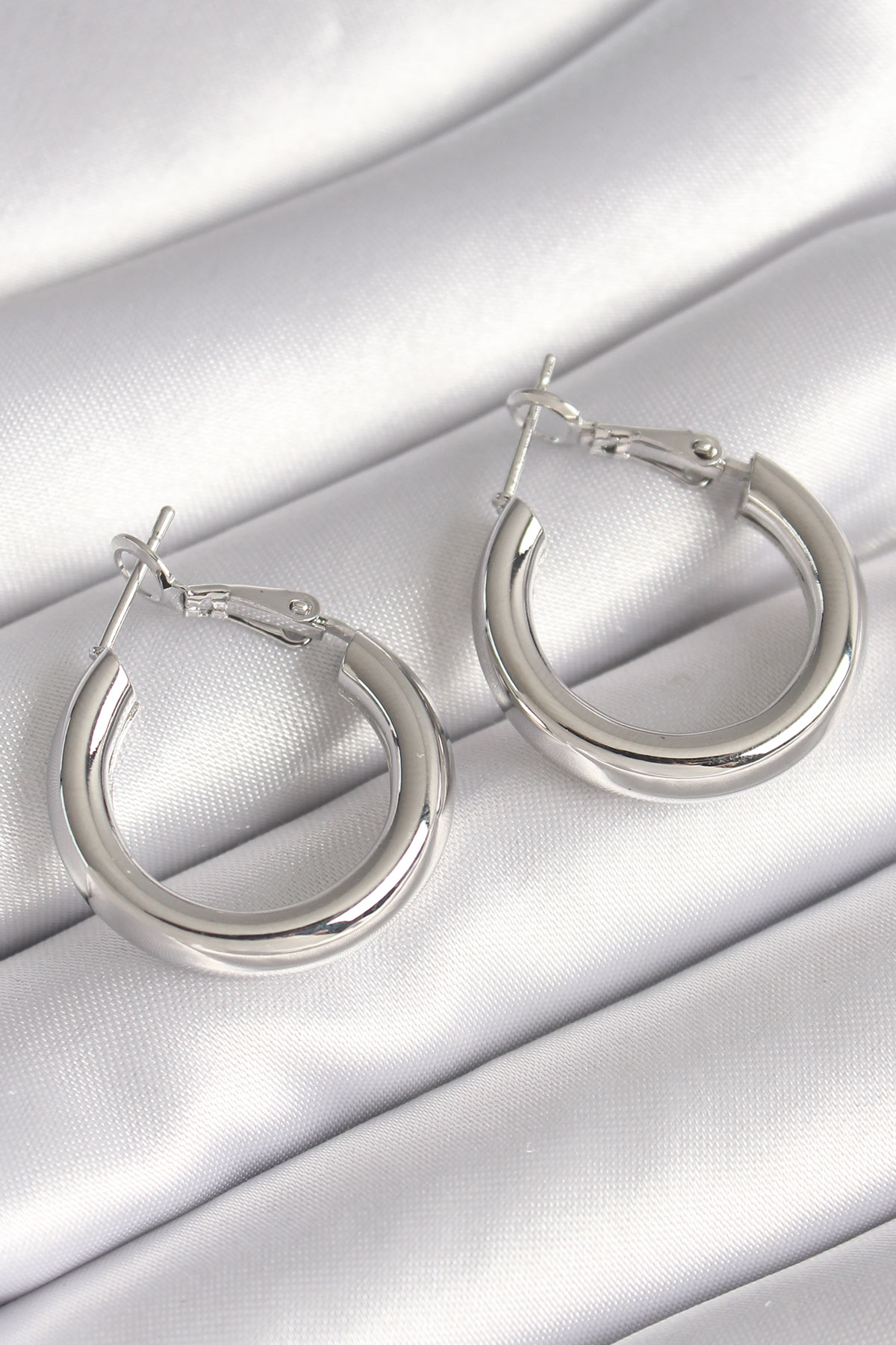 Brass Silver Color Ring Model Female Earrings