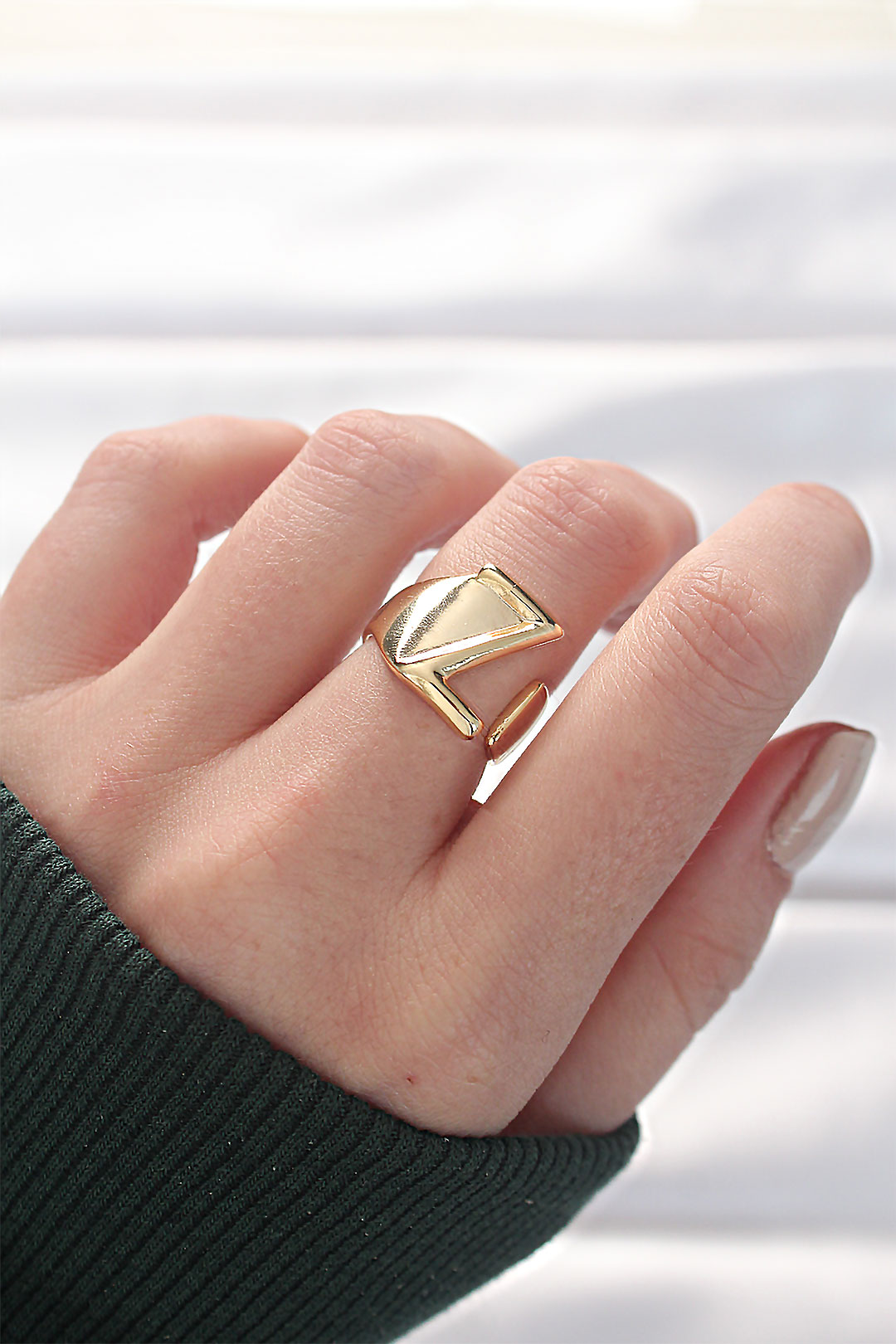 Z Letter Gold Color Adjustable Ring