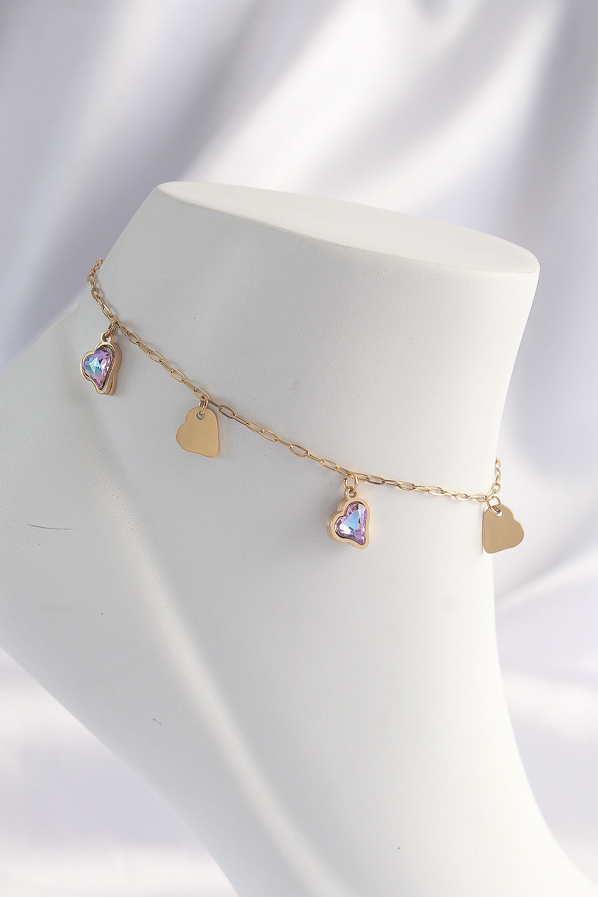 316L Steel Gold Color Minimal Color Zircon Stone Heart Halhal
