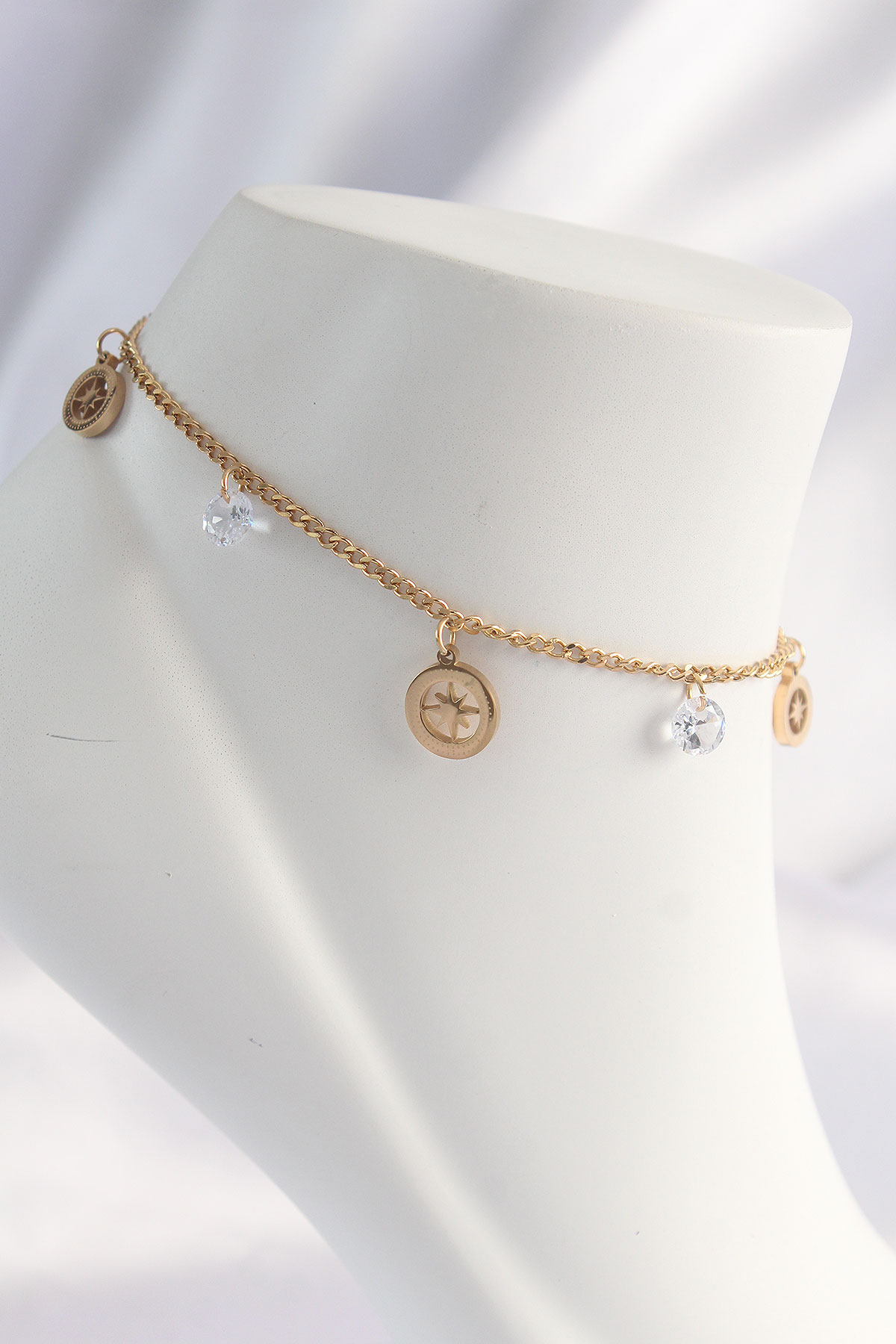 316L Steel Gold Color Zircon Stone Star Halhal