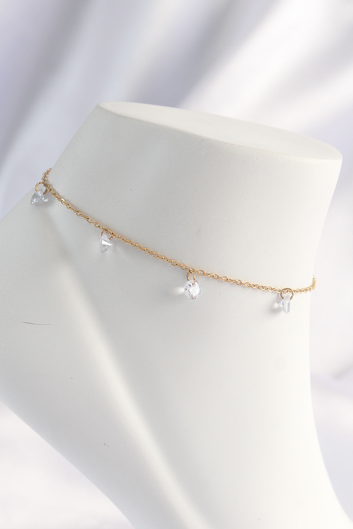 316L Steel Gold Color Zircon Stone Halhal
