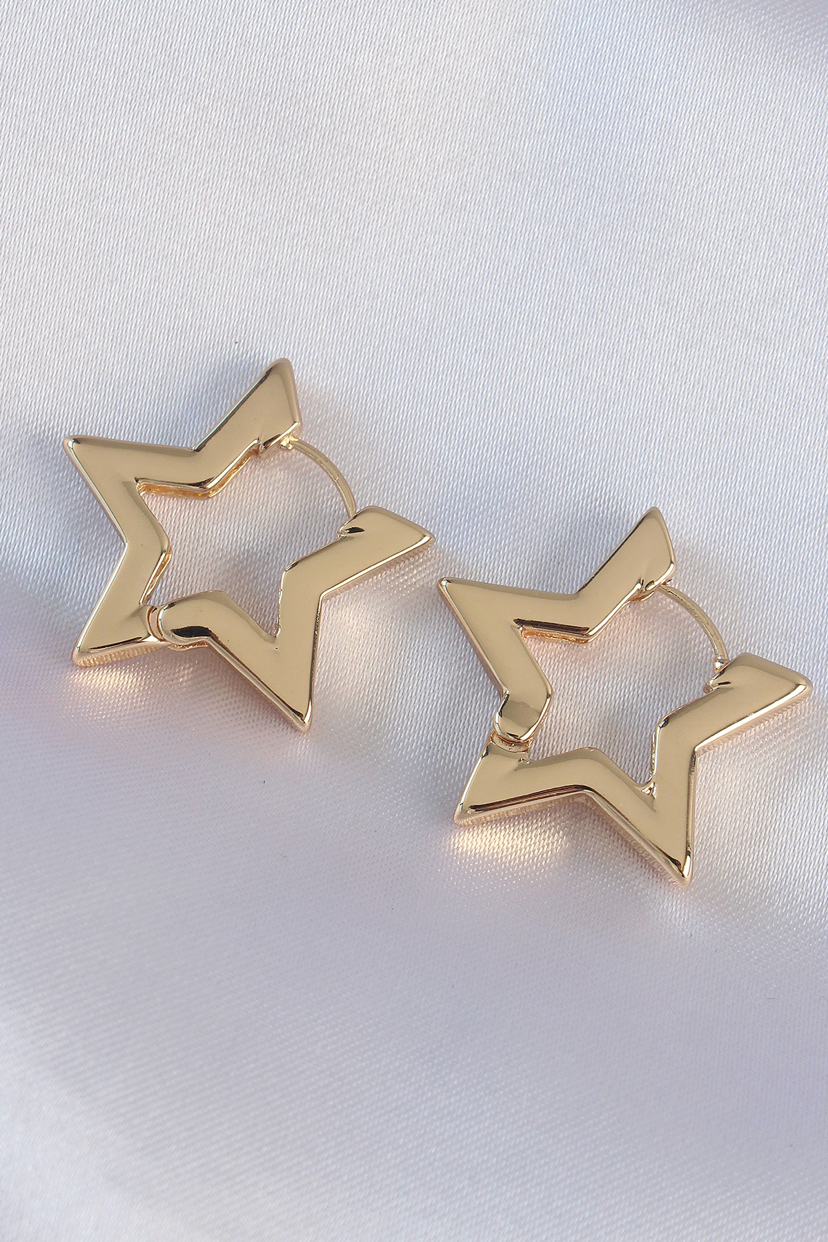 Brass Gold Color Star Earrings