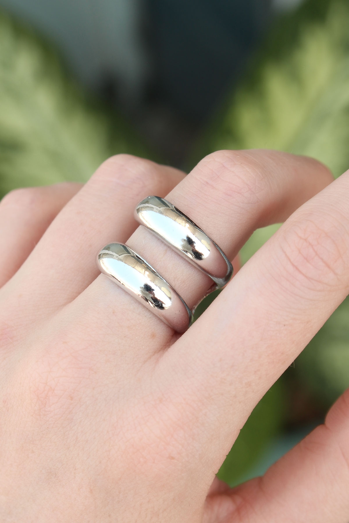 Brass Silver Color Adjustable Strip Ring