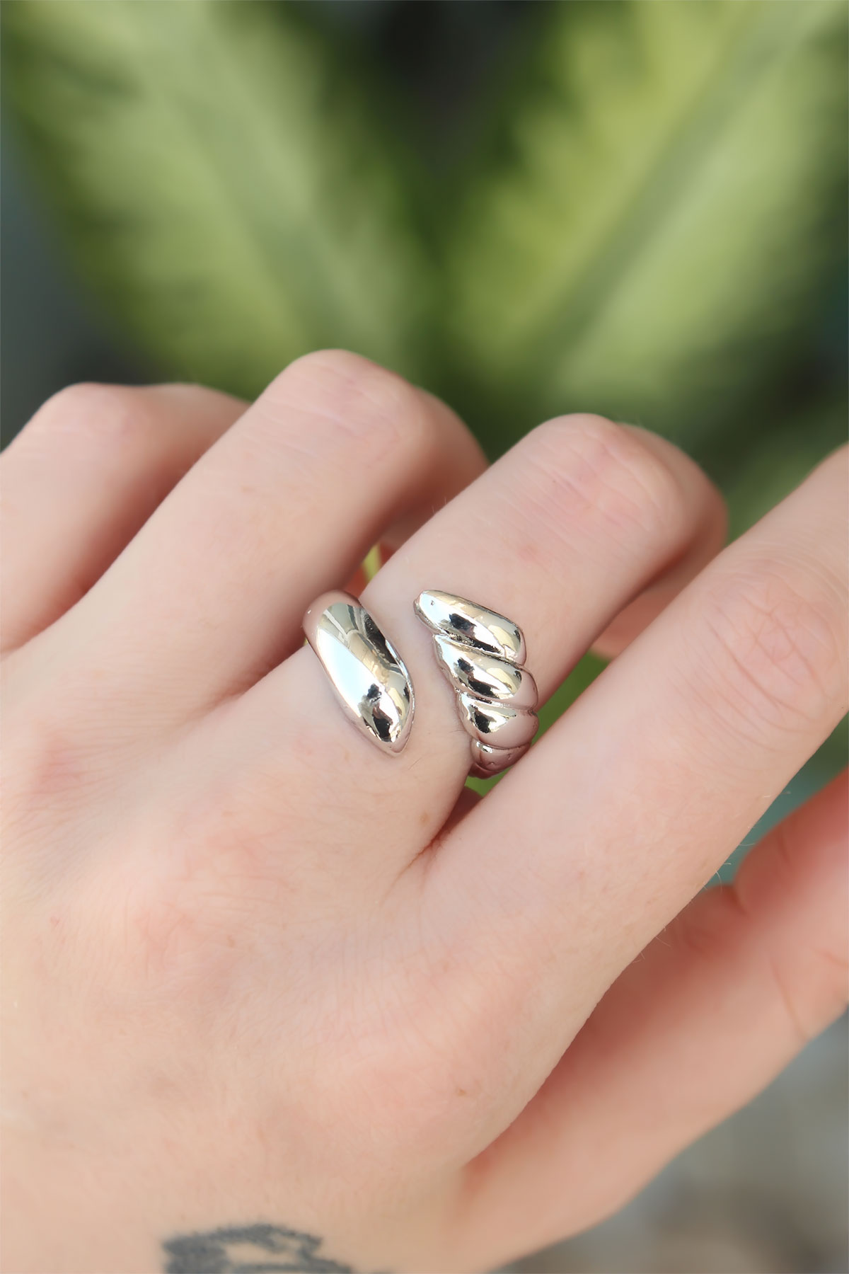 Brass Silver Color Adjustable Wrapping Ring