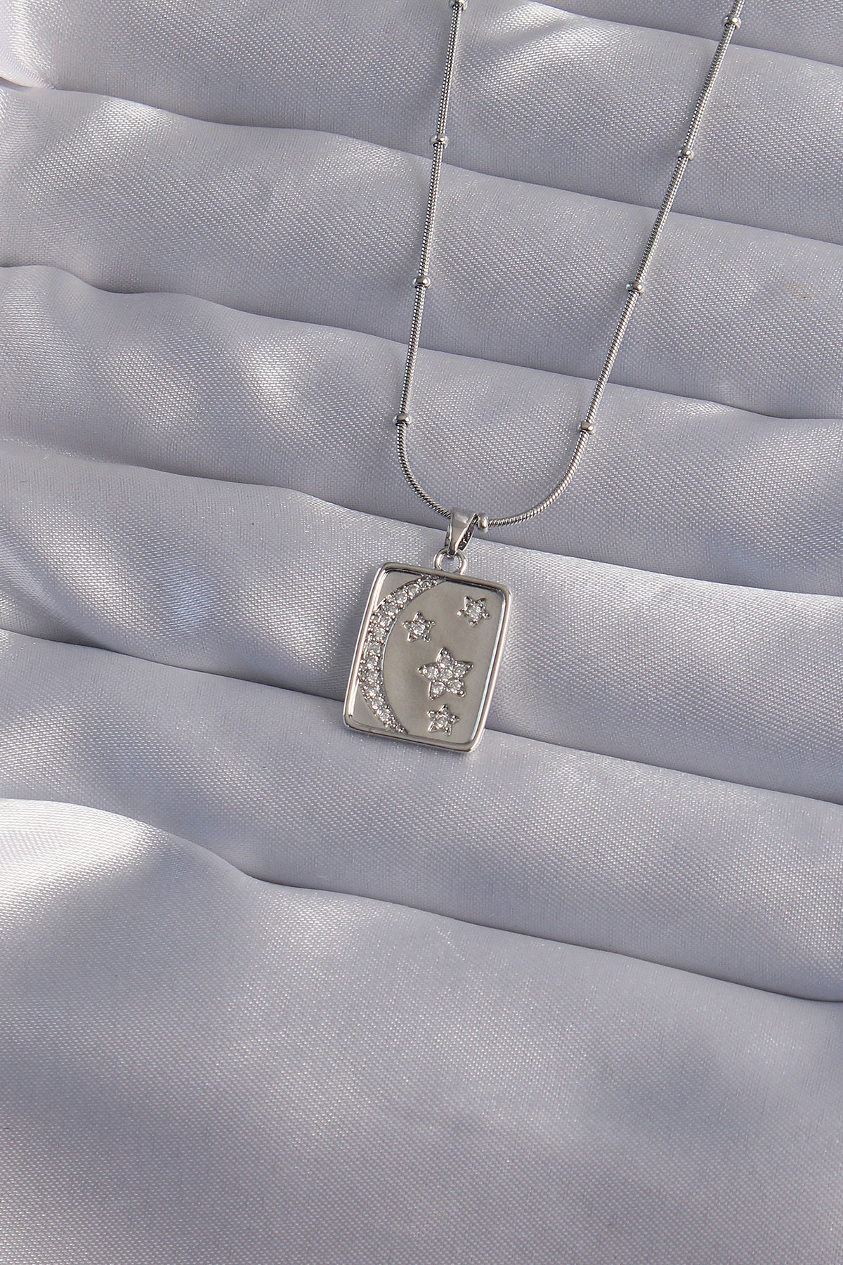 316L Steel Chain Silver Color Zirconia Stone Moon Star Figure Tarot Necklace