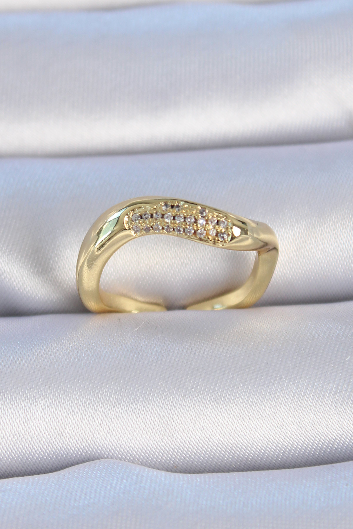 Brass Gold Color Zirconia Stone Female Ring