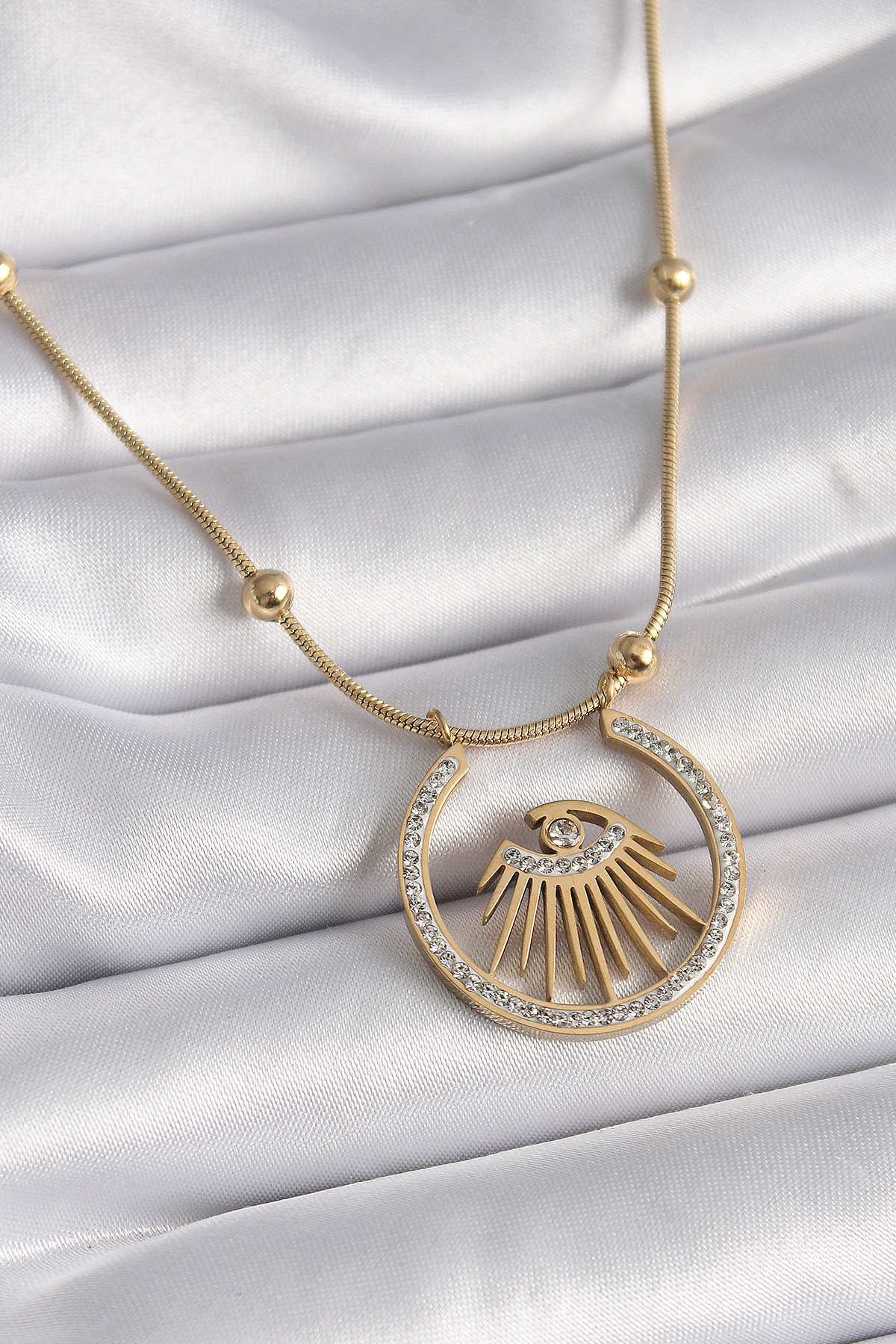 316L Steel Gold Color Zircon Stone Eye Model Female Pendant