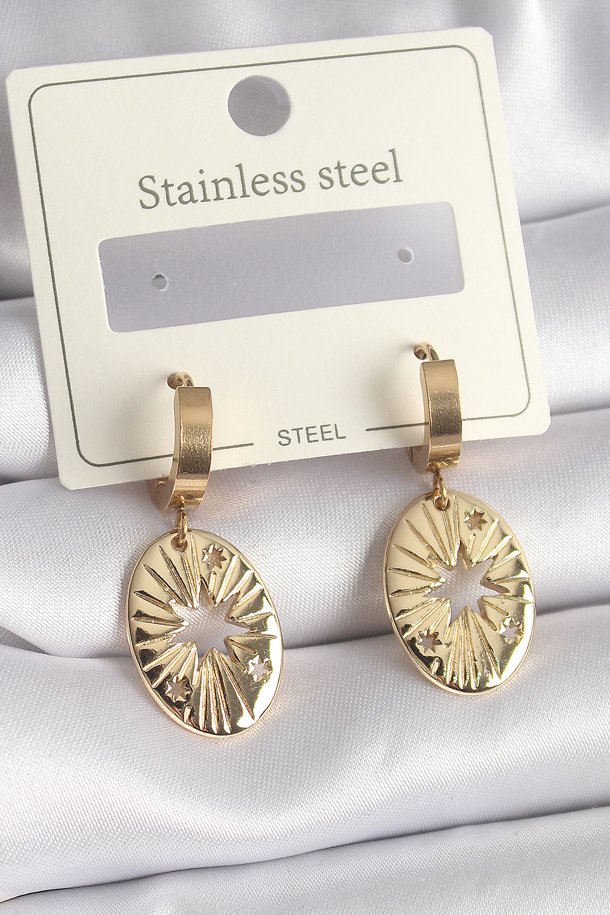 316L Steel Gold Color Pole Star Processing Female Earrings
