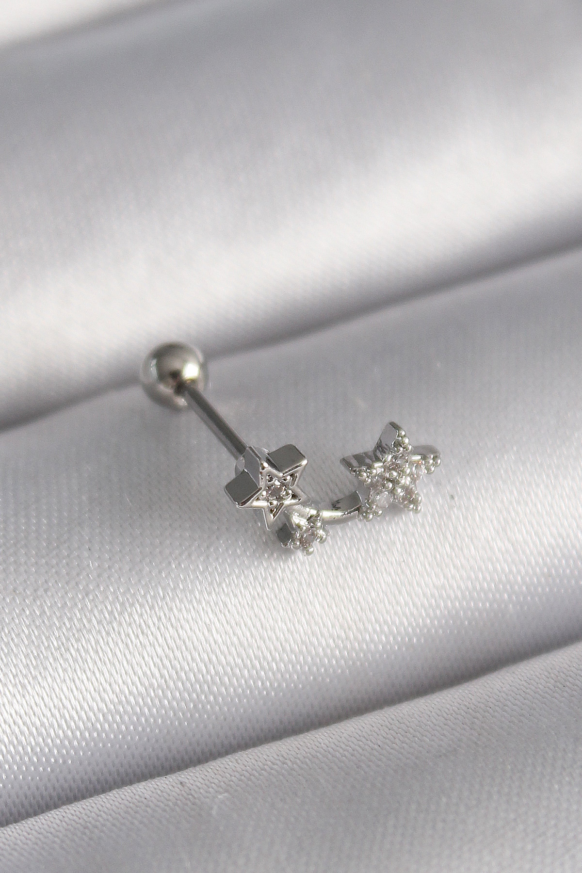 316L Steel Silver Color Zircon Stone Star Tragus Piercing