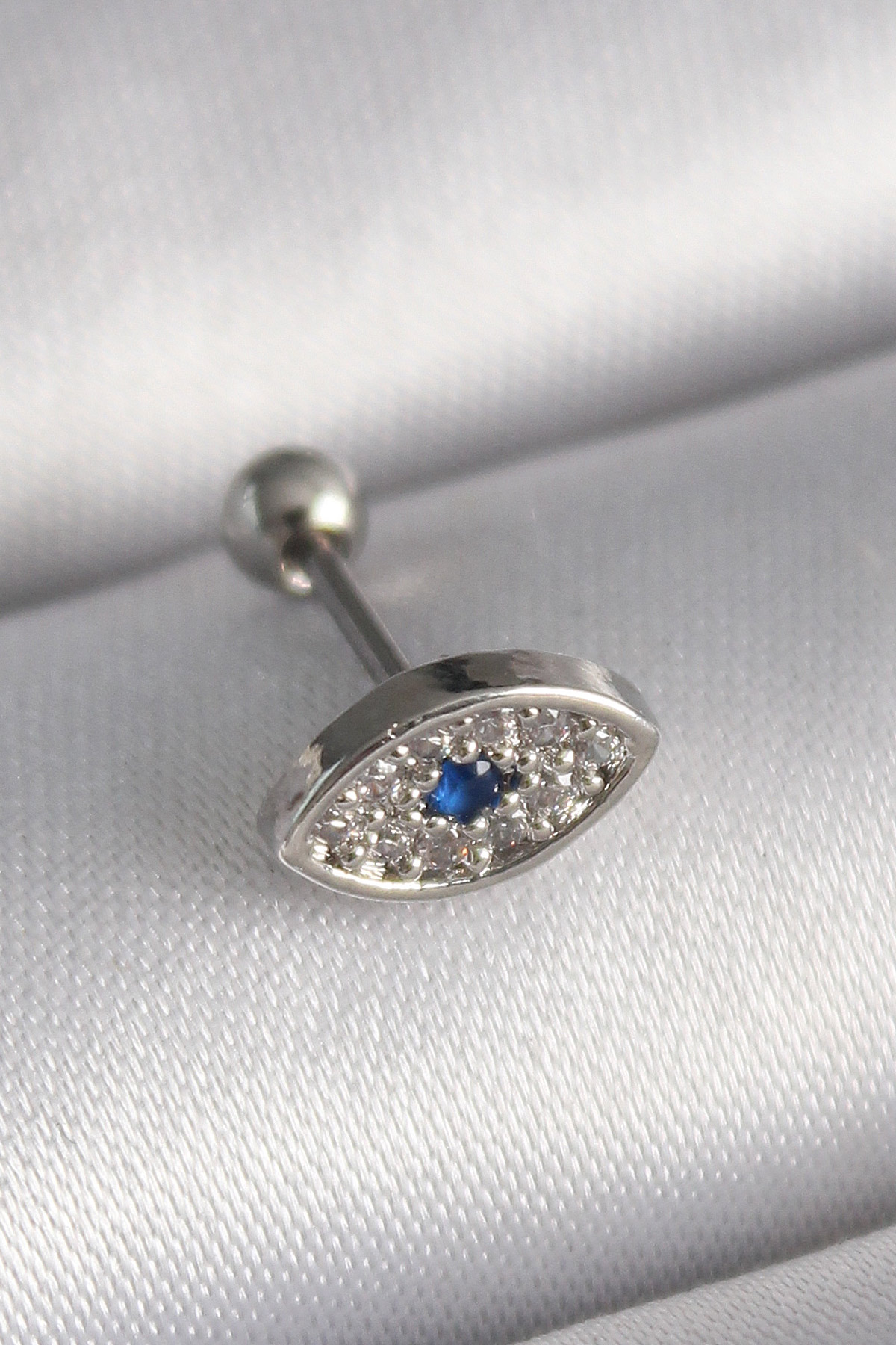 316L Steel Silver Color Zircon Stone Eye Tragus Piercing
