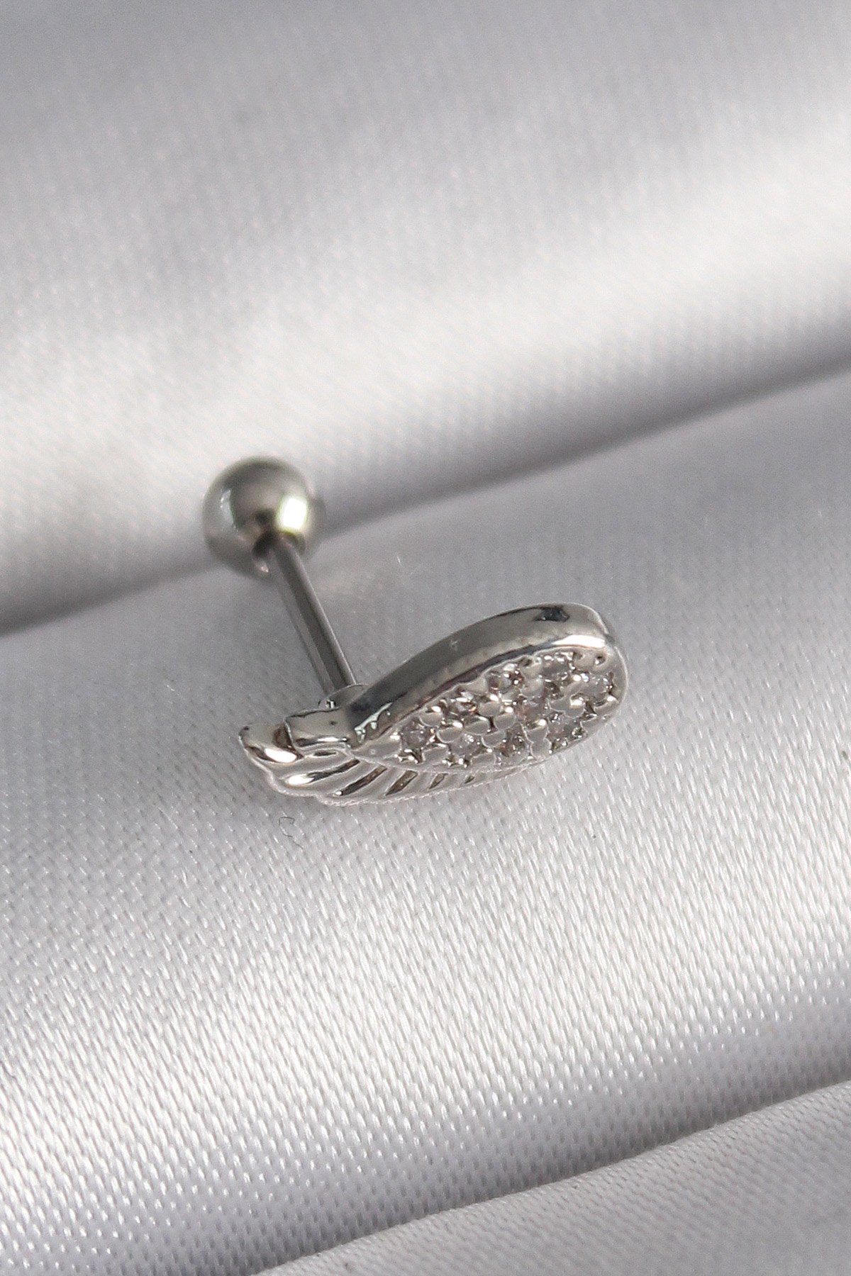 316L Steel Silver Color Zircon Stone Wing Tragus Piercing