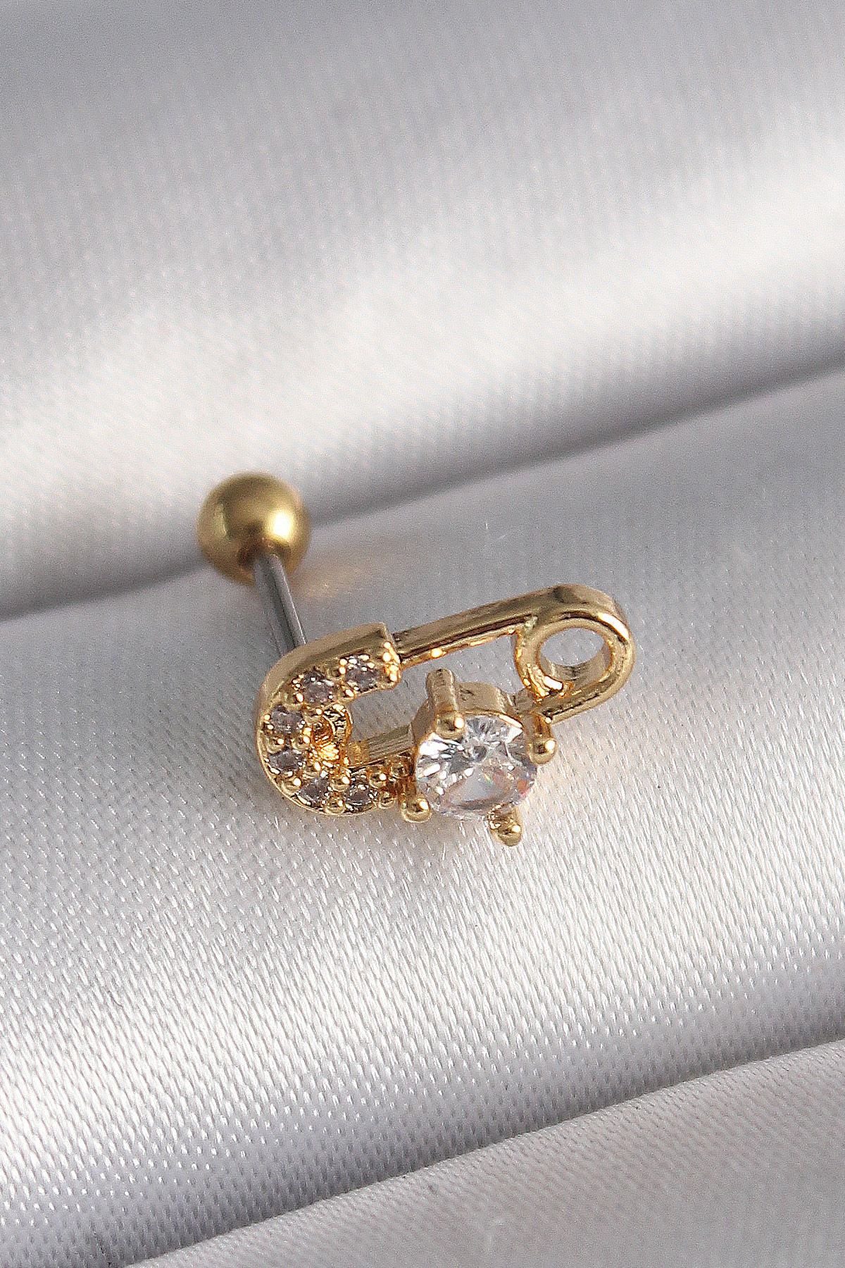 316L Steel Gold Color Zircon Stone Bulk Needle Tragus Piercing