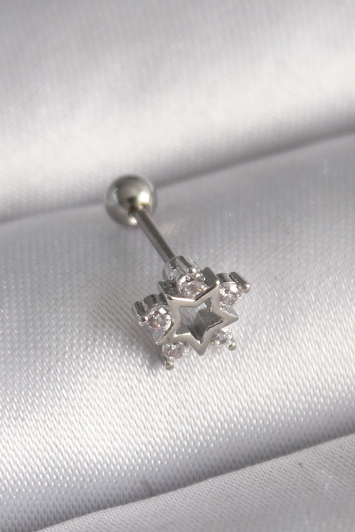 316L Steel Silver Color Zircon Stone Star Model Tragus Piercing