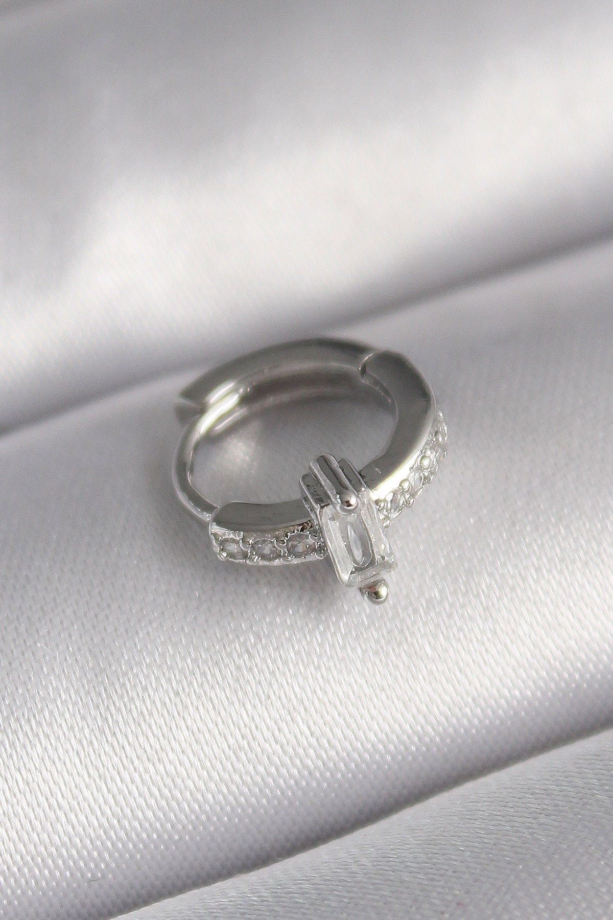 316L Steel Silver Color Zircon Stone Tragus Piercing