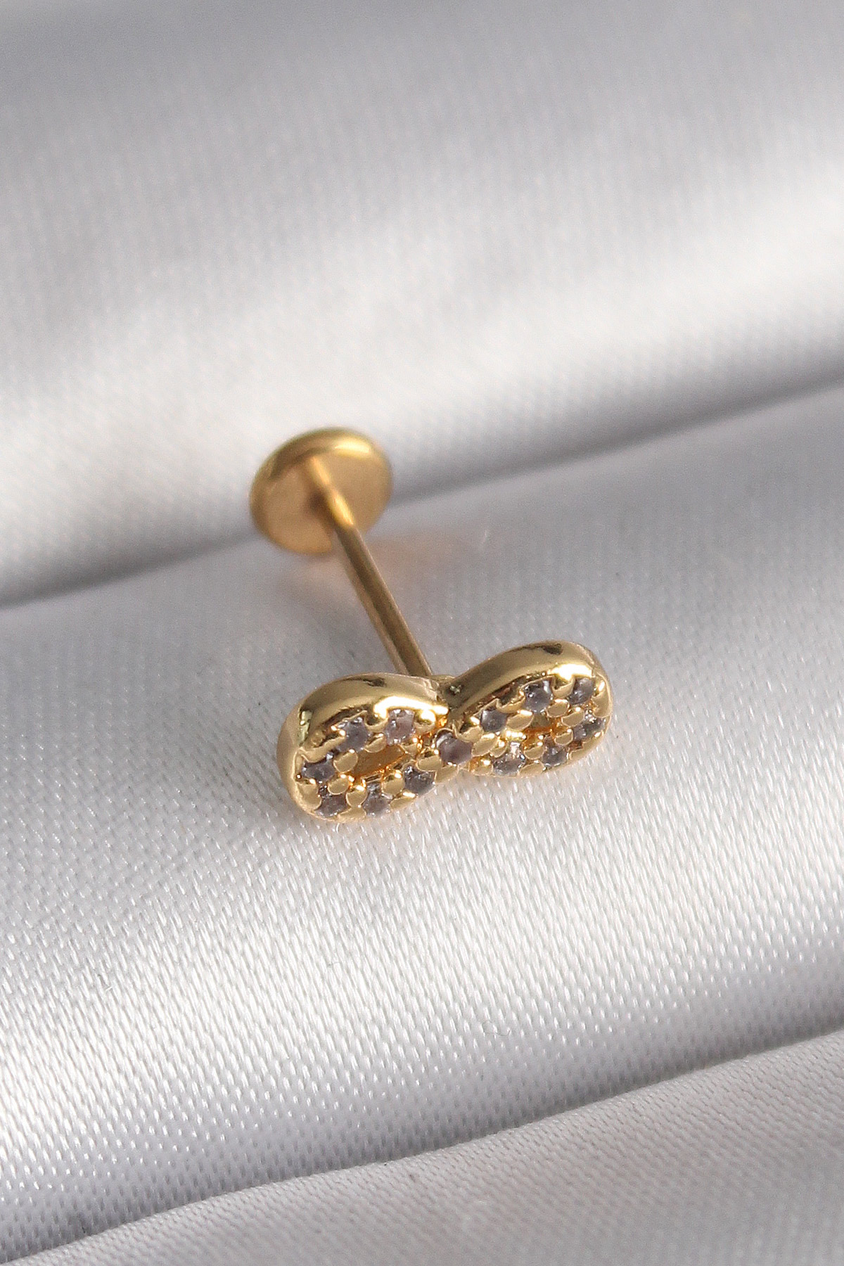 316L Steel Gold Color Zircon Stone Infinite Model Tragus Piercing