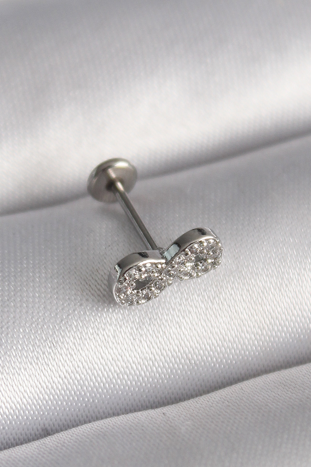 316L Steel Silver Color Zircon Stone Infinite Model Tragus Piercing