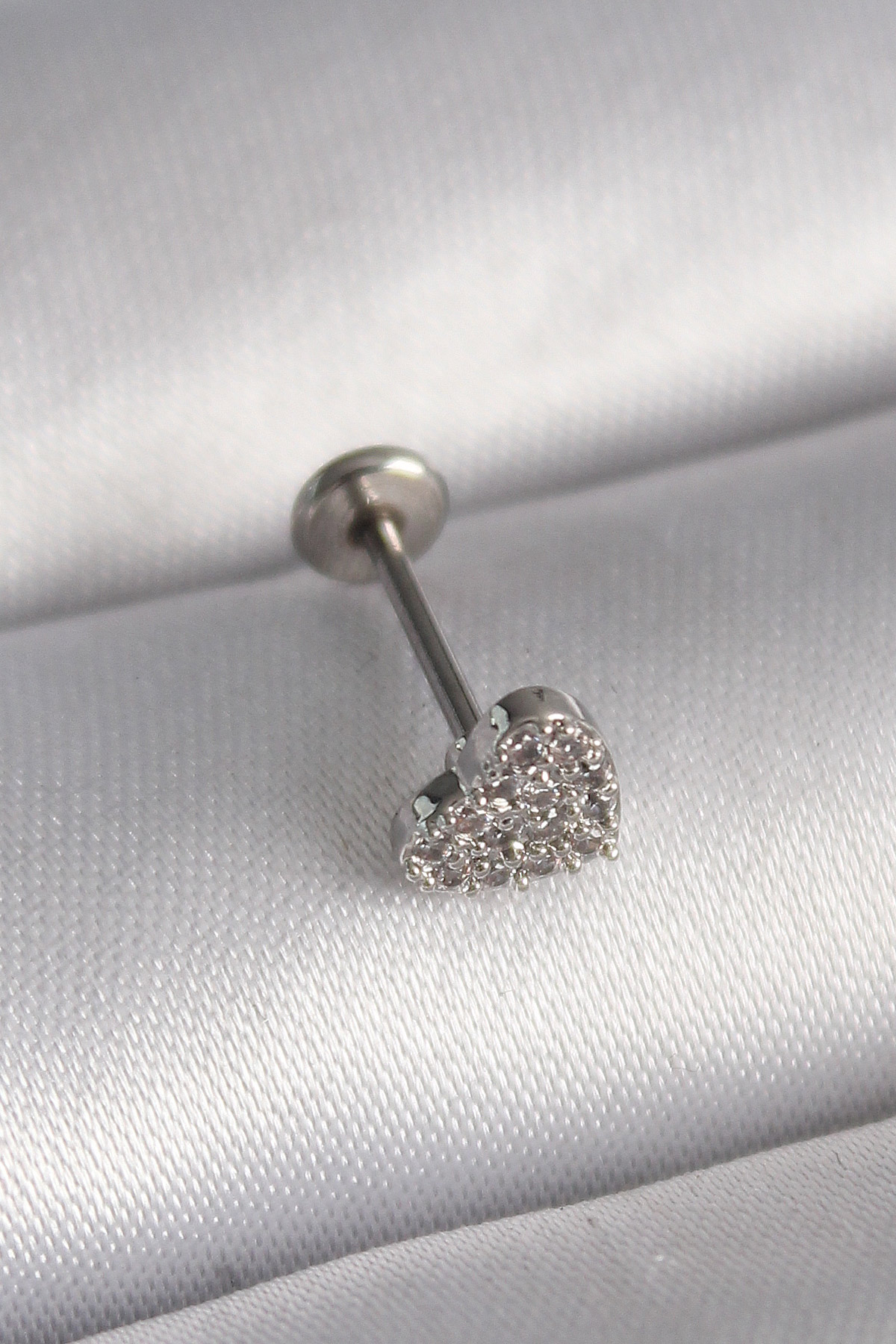 316L Steel Silver Color Zircon Stone Heart Model Tragus Piercing