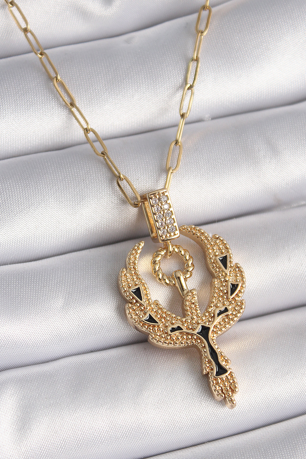 316L Steel Gold Color Zircon Stone Anka Bird Model Female Pendant