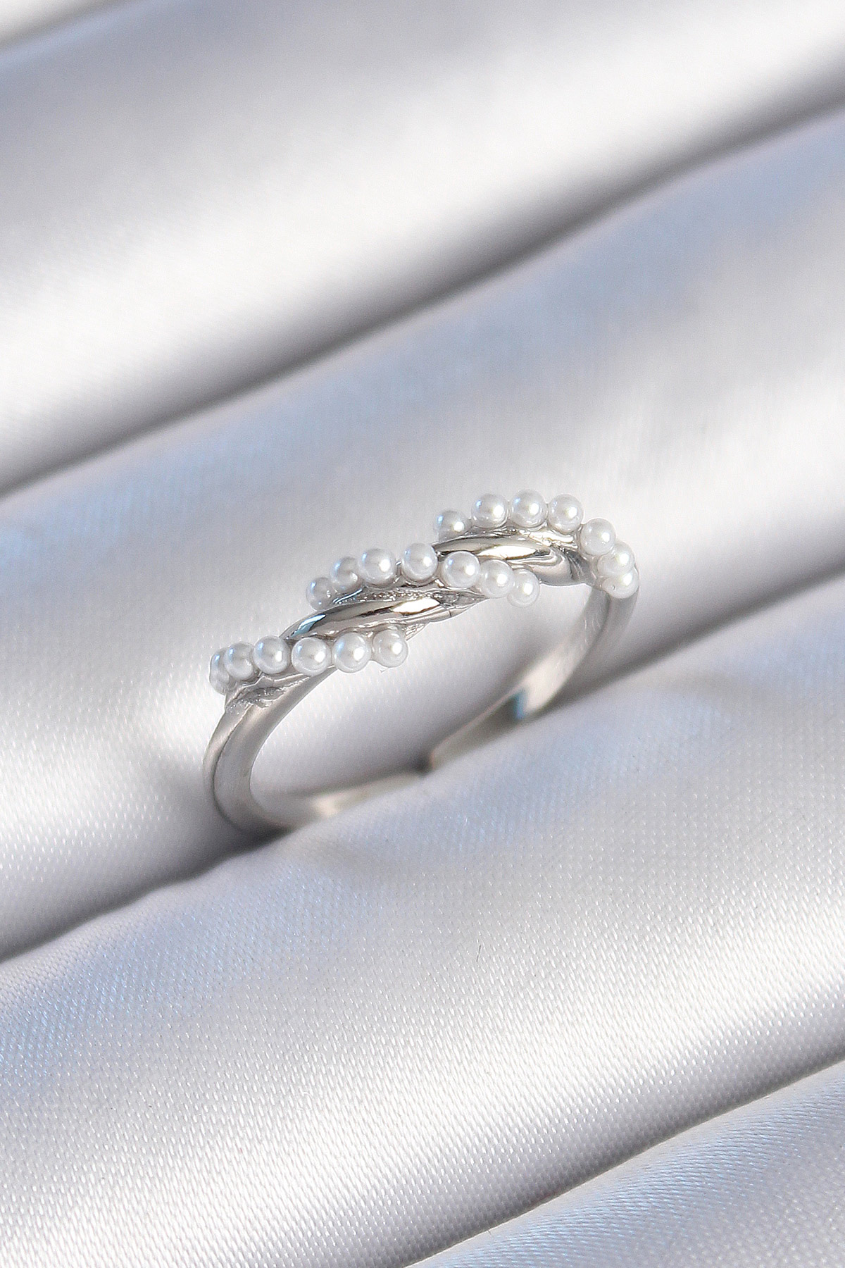 Brass Silver Color Wrapl Pearl Model Female Ring