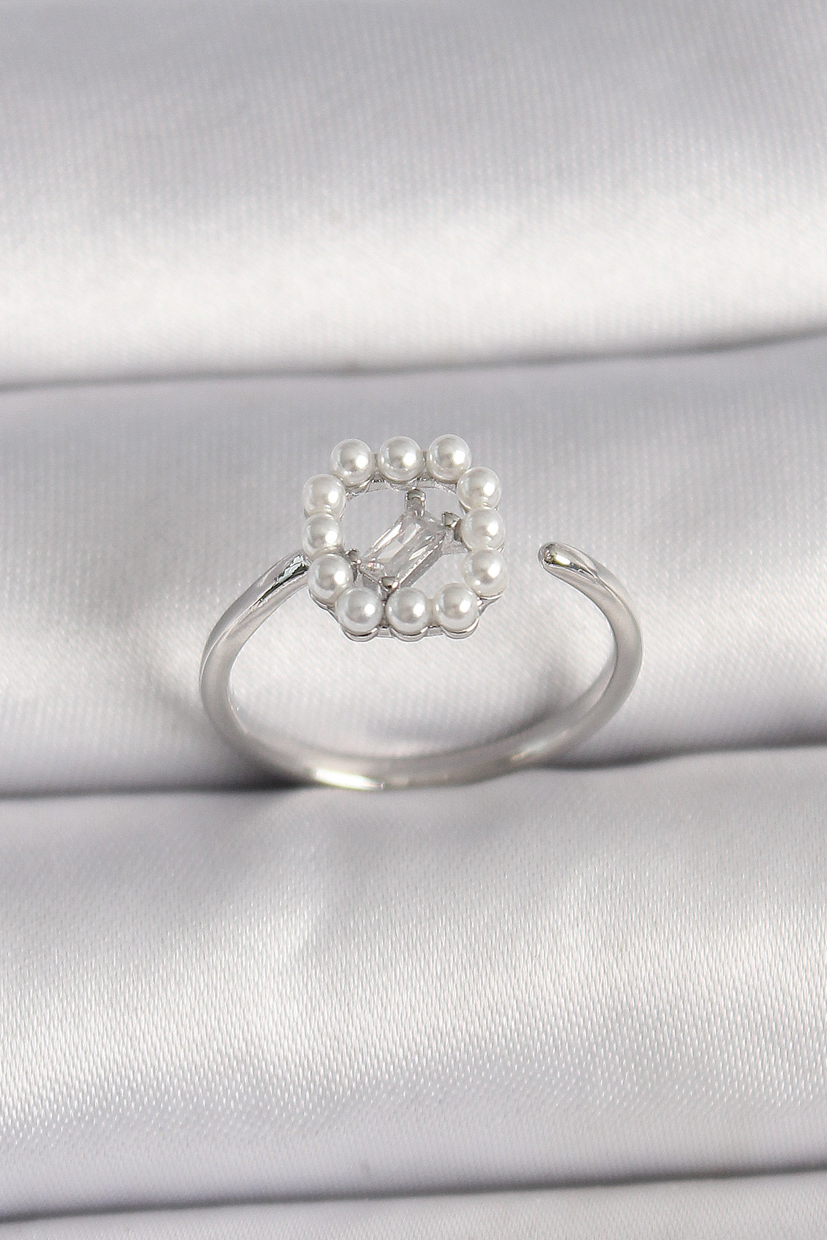 Brass Silver Color Zircon Stone Detailed Bible Adjustable Ring