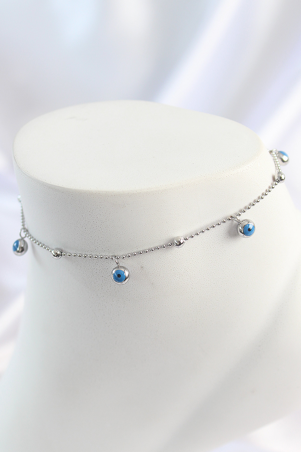 316L Steel Silver Color Penetration Nazar Beads Figur Tophal Detail Women Halhal