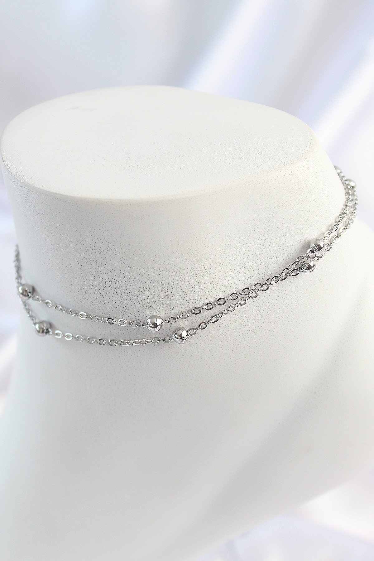316L Steel Silver Color 2'Li Ball and Detail Chain Model Female Halhal
