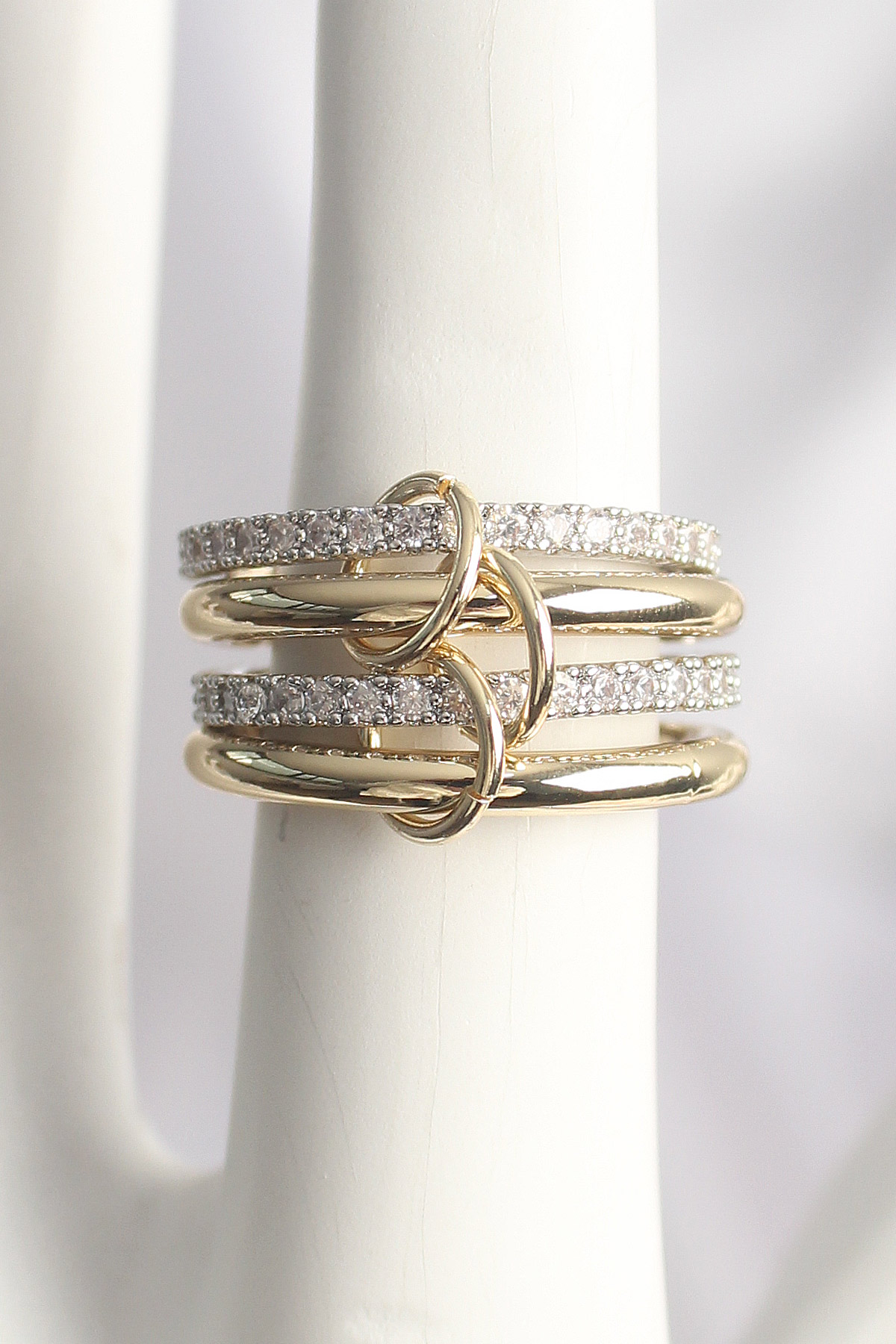 Brass Mix Color Zircon Stone 4'L Female Ring
