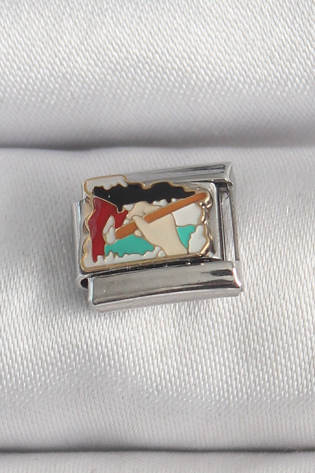 316L Steel Silver Color Color Pallet Brush Embroidered Model Nomination Charm