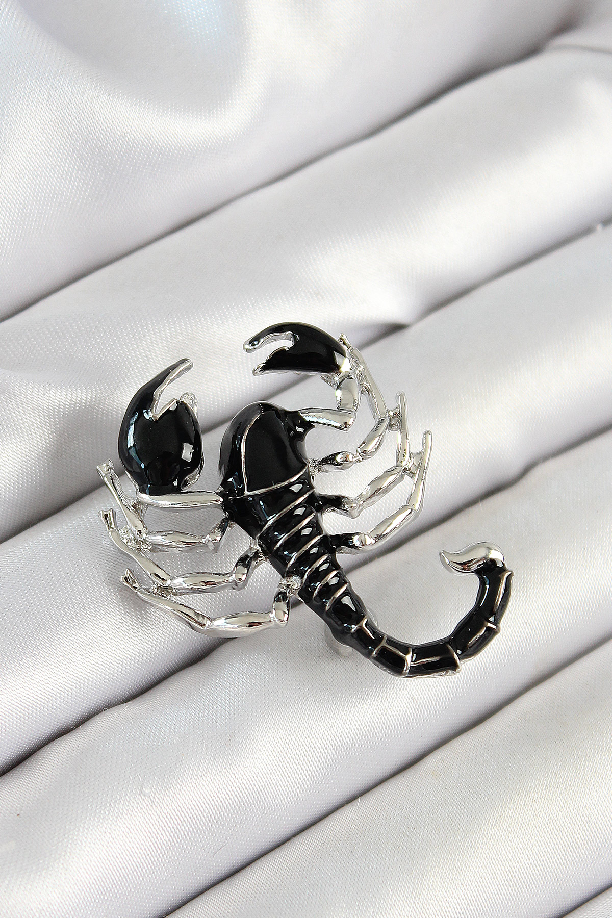 3D Black Scorpio Fig Silver Color Female Brooch
