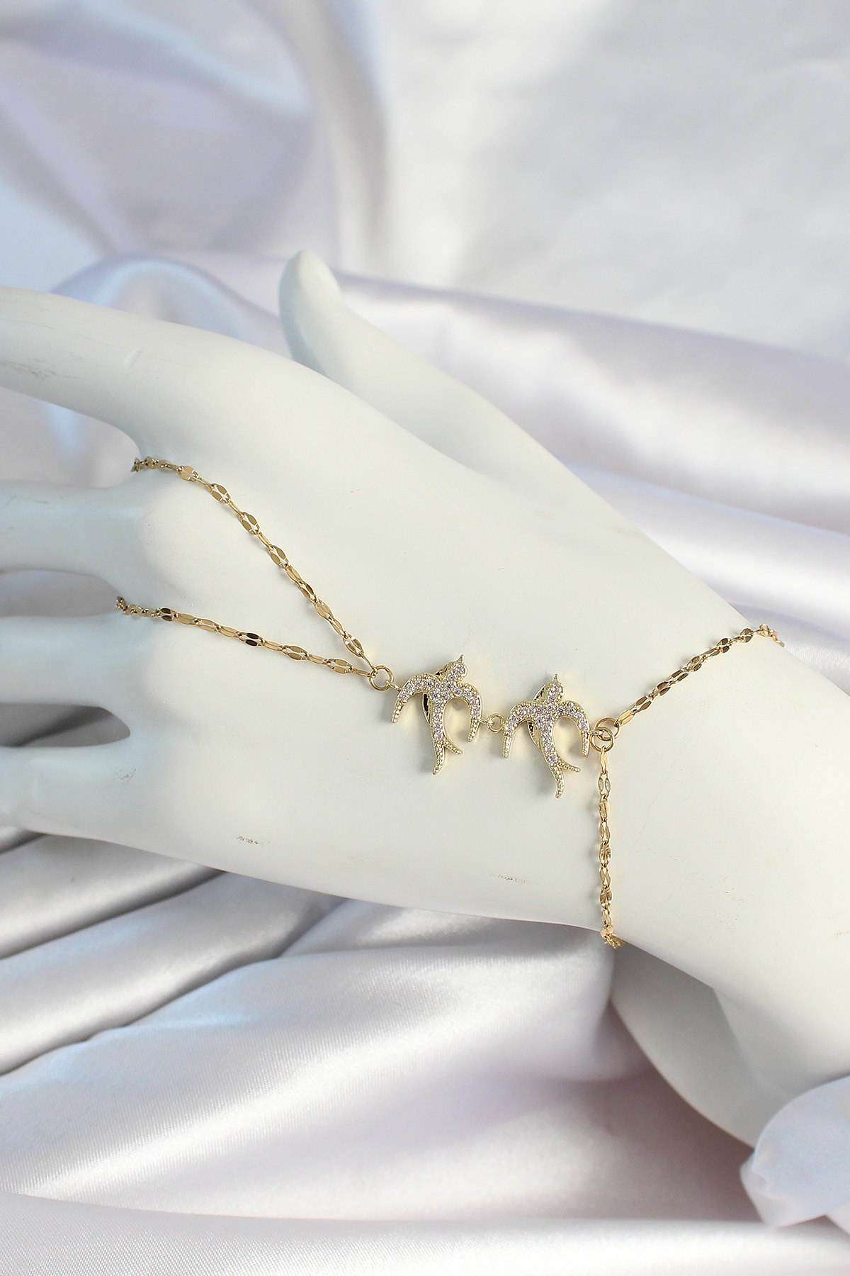 316L Steel Chain Gold Color Bird Figured Şahmeran