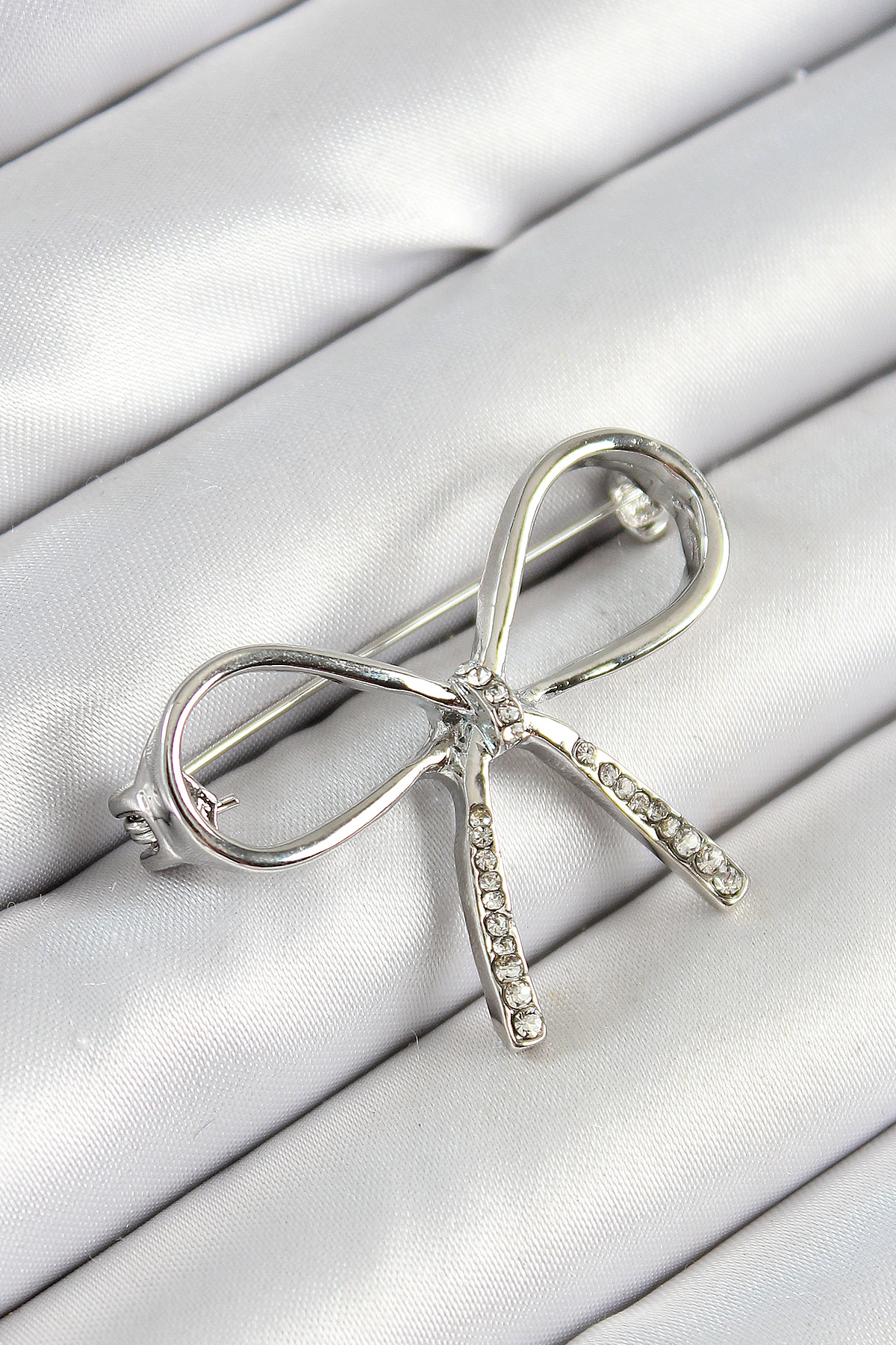 Zircon Stone Detailed Fionque Figure Silver Color Female Brooch